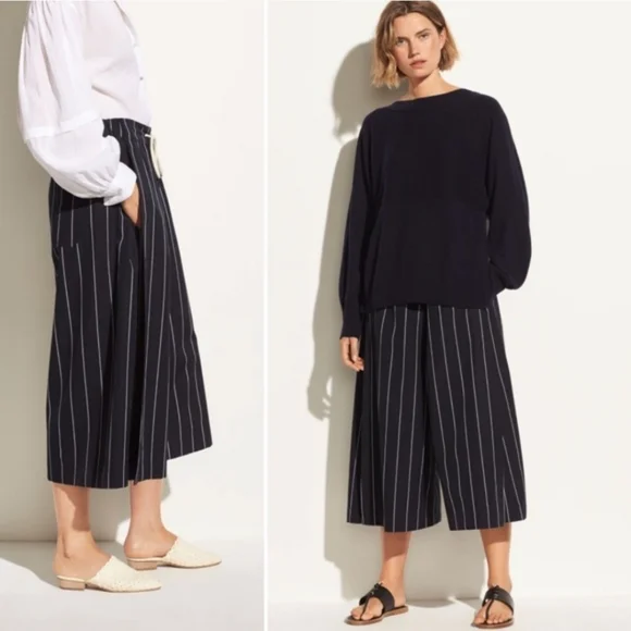 Vince Skinny Stripe Slit Culotte Wide Leg Palazzo Pants Size S - Picture 2 of 16